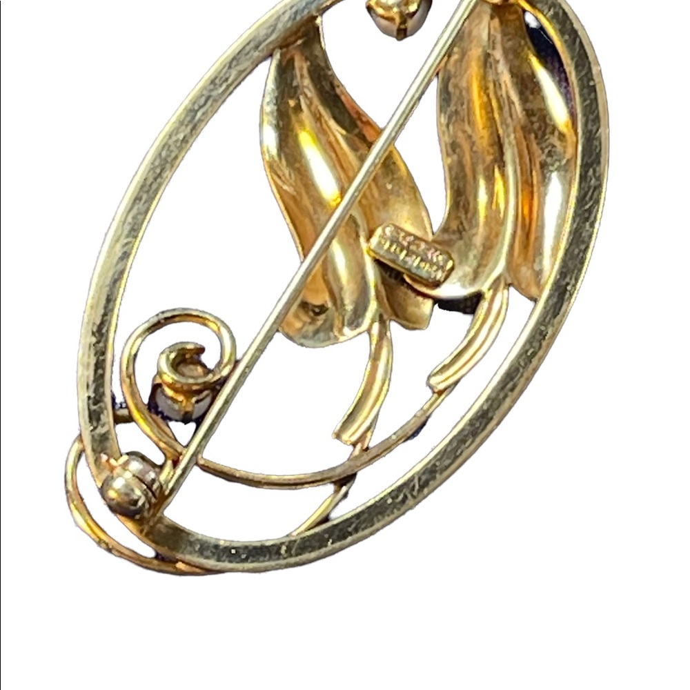 1960s 12k Gold filled real Pearl leaf gold brooch Beauty! vintage - Picture 6 of 6